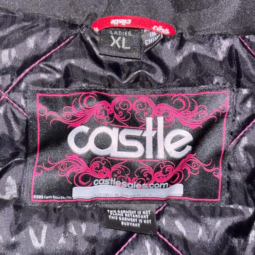 CASTLE SNOWMOBILE JACKET XL PINK AND BLACK PLAID CASTLE SNOWBOARDING COAT - Picture 5 of 14